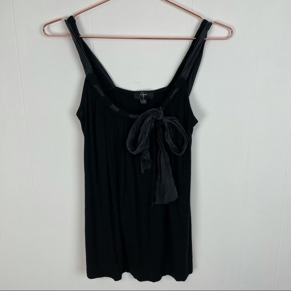 Aqua Bloomingdale's Black Grey Bow Tie Tank Top